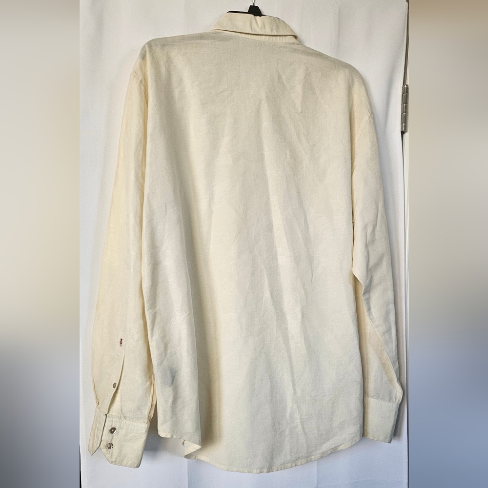 Robert Graham Mens‎ Off White Embroidered Cuff Button Down Shirt Size Large - Picture 8 of 13